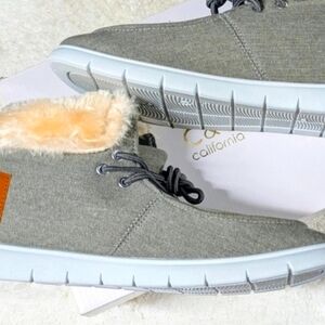 C&C California Light Gray Ankle Booties with Faux Fur